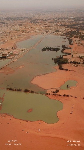 Deserto inundado na Arábia Saudita em dezembro de 2018. via Twitter