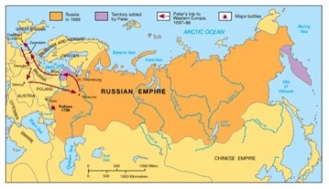 La expansión de Rusia por Pedro el Grande.