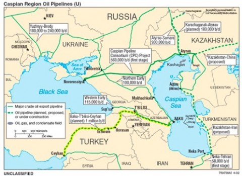 Oleoductos de la región de Caspio.