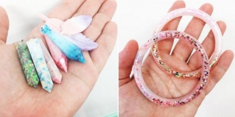 Estas são algumas das peças de joias feitas de embrião que estão sendo vendidas pela empresa Baby Bee Hummingbirds.