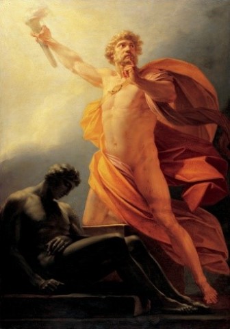 Representação de Prometheus segurando a tocha.