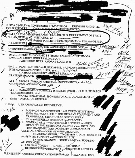 Documento do governo dos EUA onde os nomes TIm Osman-Osama (Usamah) Bin Laden são citados visitando dependências militares nos EUA.