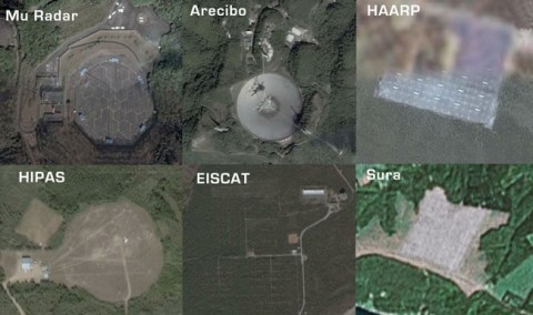 Instalações do HAARP em diferentes locais do planeta.