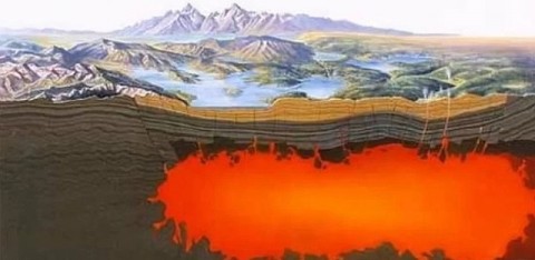 Ilustração mostra a formação de magma abaixo de Laguna del Maule.