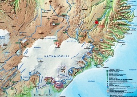 Mapa do Parque Nacional de Vatnajokull.