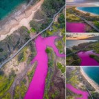 Maui, Havaí: Águas de lagoa ficam na cor rosa pink. Cientistas não sabem dizer qual a causa do fenômeno.