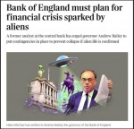 Implementando a AGENDA ALIEN: Artigo recente do The Times: Banco da Inglaterra precisa se preparar para uma crise provocada por uma invasão alienígena.