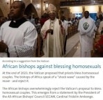 Bispos africanos rejeitam esmagadoramente a proposta do Vaticano de abençoar casais homossexuais