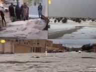 Arábia Saudita se transforma em um mar de gelo após inundações e tempestades de granizo (vídeo)